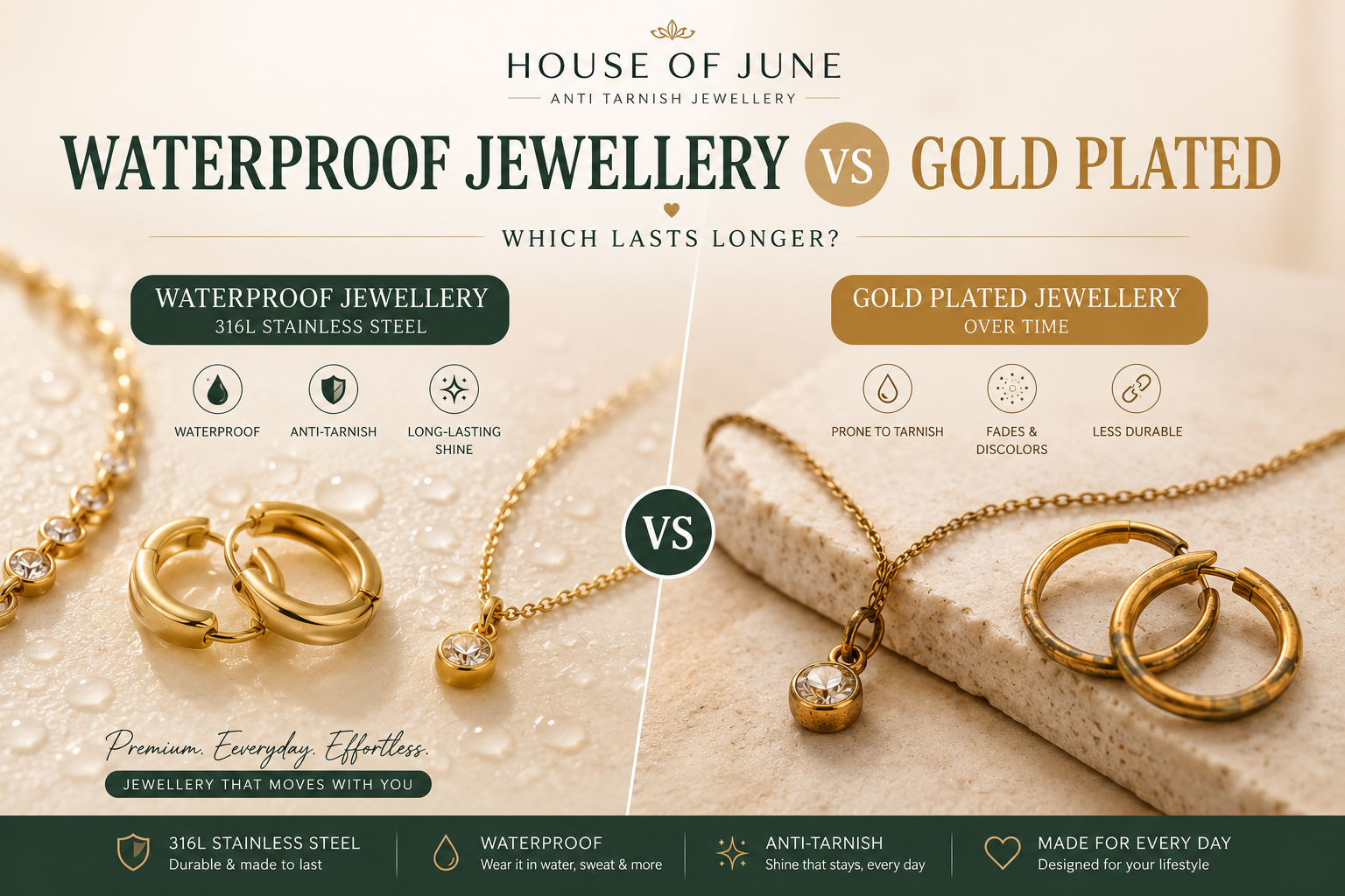Waterproof Jewellery vs Gold Plated: Which Lasts Longer?