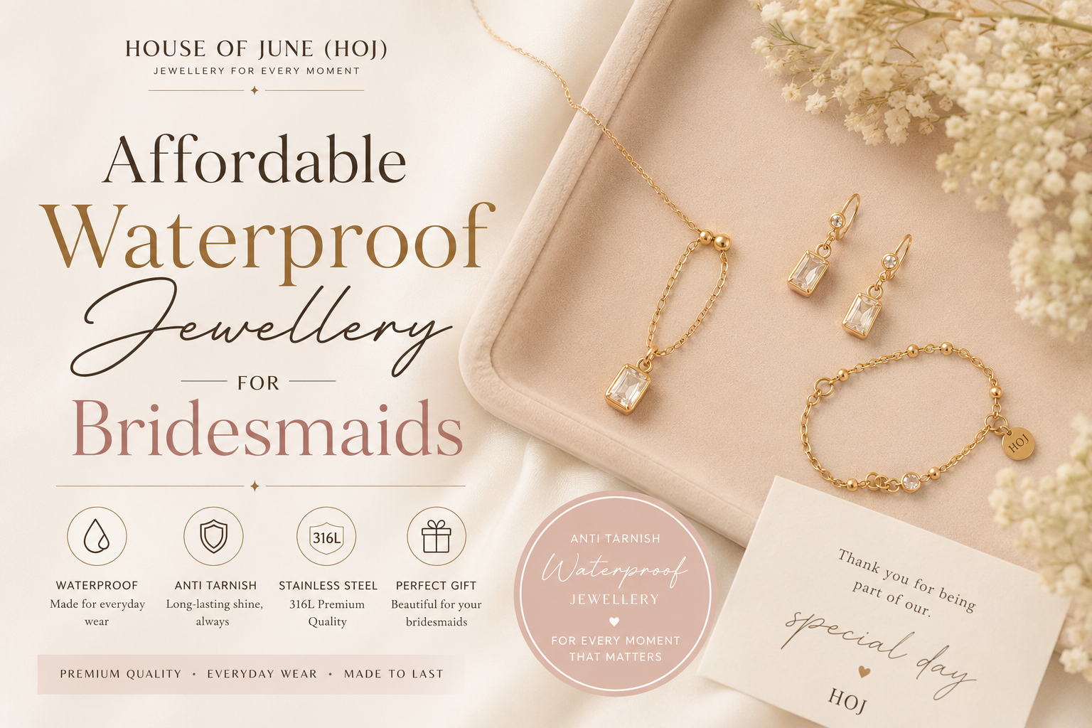 Affordable Waterproof Jewellery for Bridesmaids