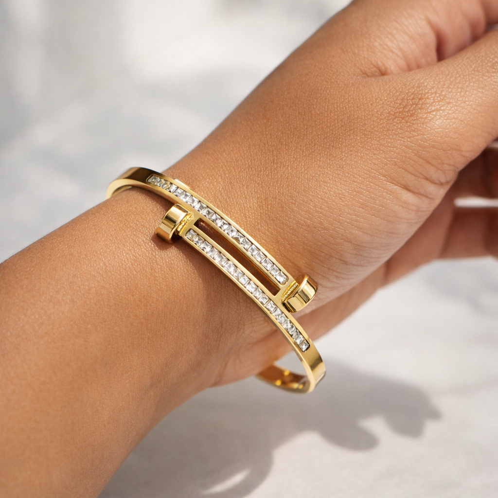 Velmira Twin Crystal Bar Bangle