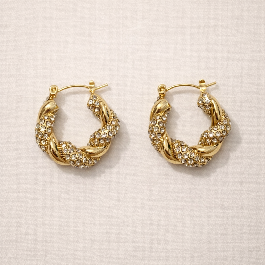 Aurelia Twist Crystal Hoop Earrings