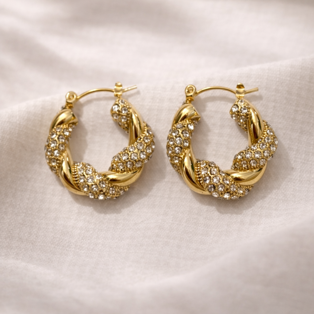 Aurelia Twist Crystal Hoop Earrings