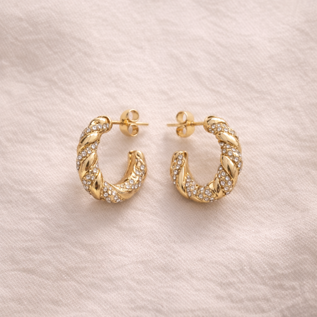 Celeste Twisted Pave Hoop Earrings