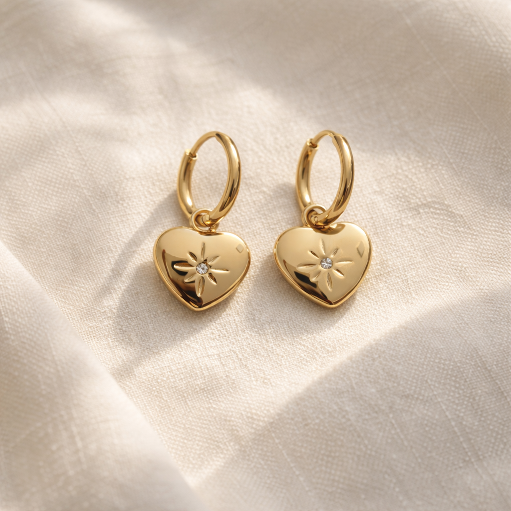 Luna Bloom Heart Hoop Earrings
