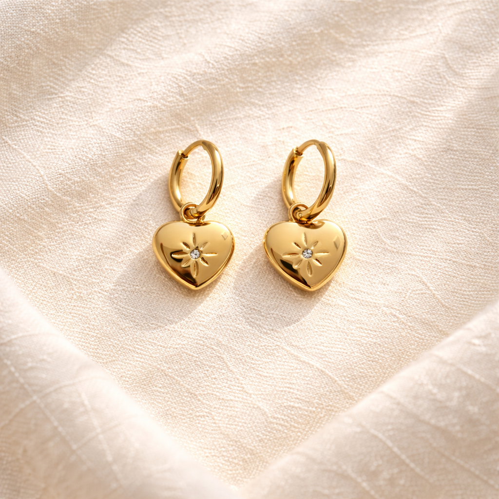 Luna Bloom Heart Hoop Earrings