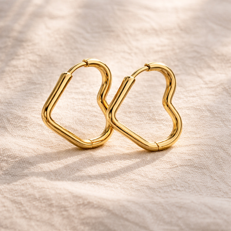 Amour Sculpted Heart Hoop Earrings