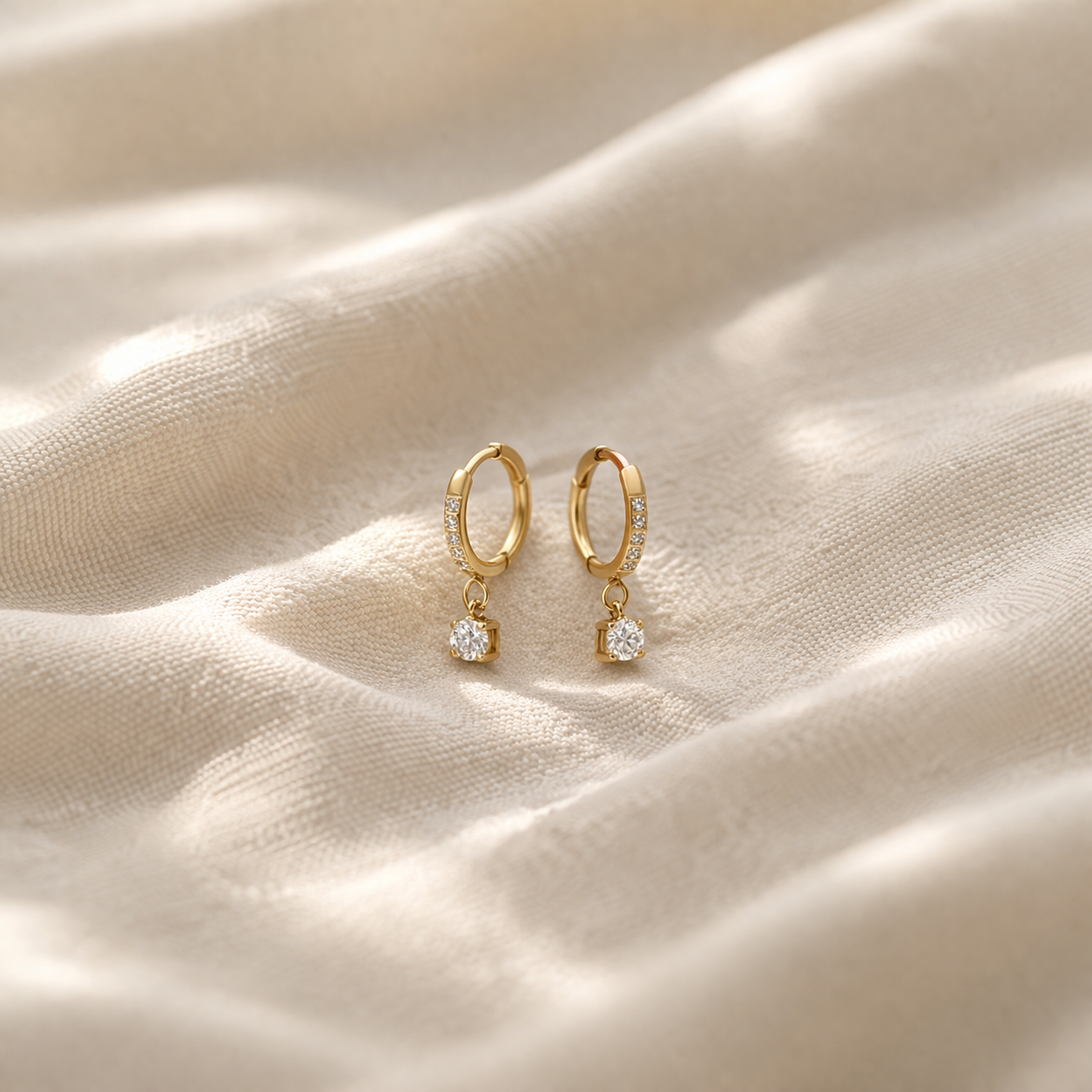 Celestia Spark Drop Hoop Earrings