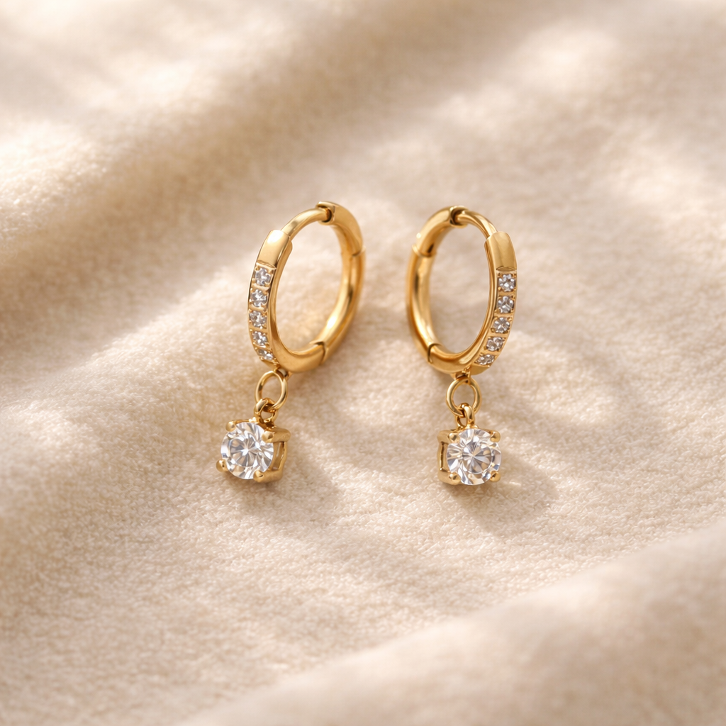 Celestia Spark Drop Hoop Earrings