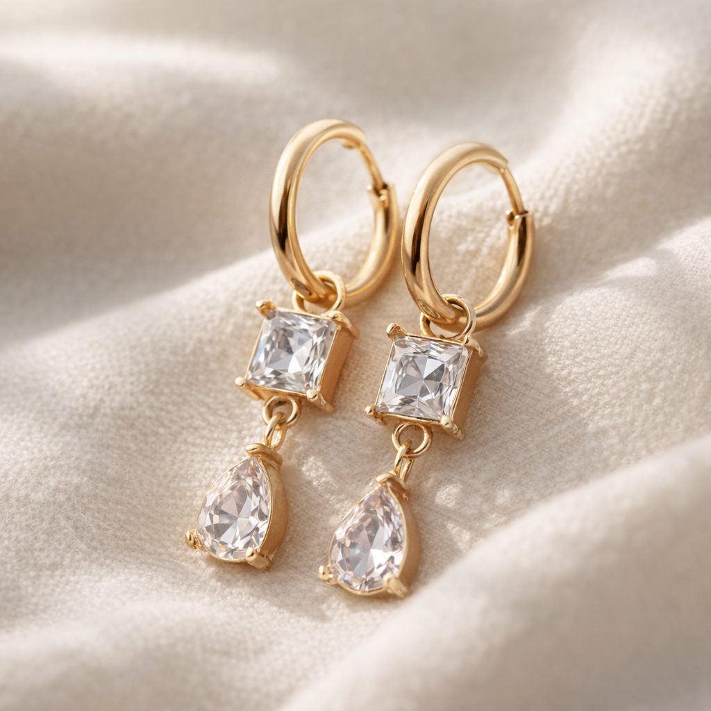 Virelle Crystal Drop Hoop Earrings