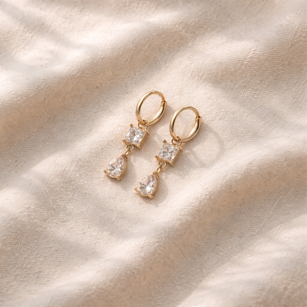 Virelle Crystal Drop Hoop Earrings
