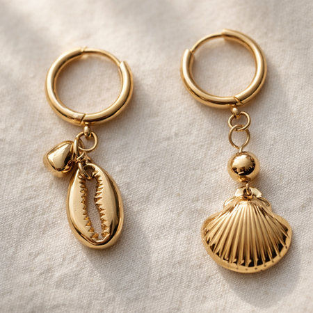Mariselle Ocean Charm Hoop Earrings