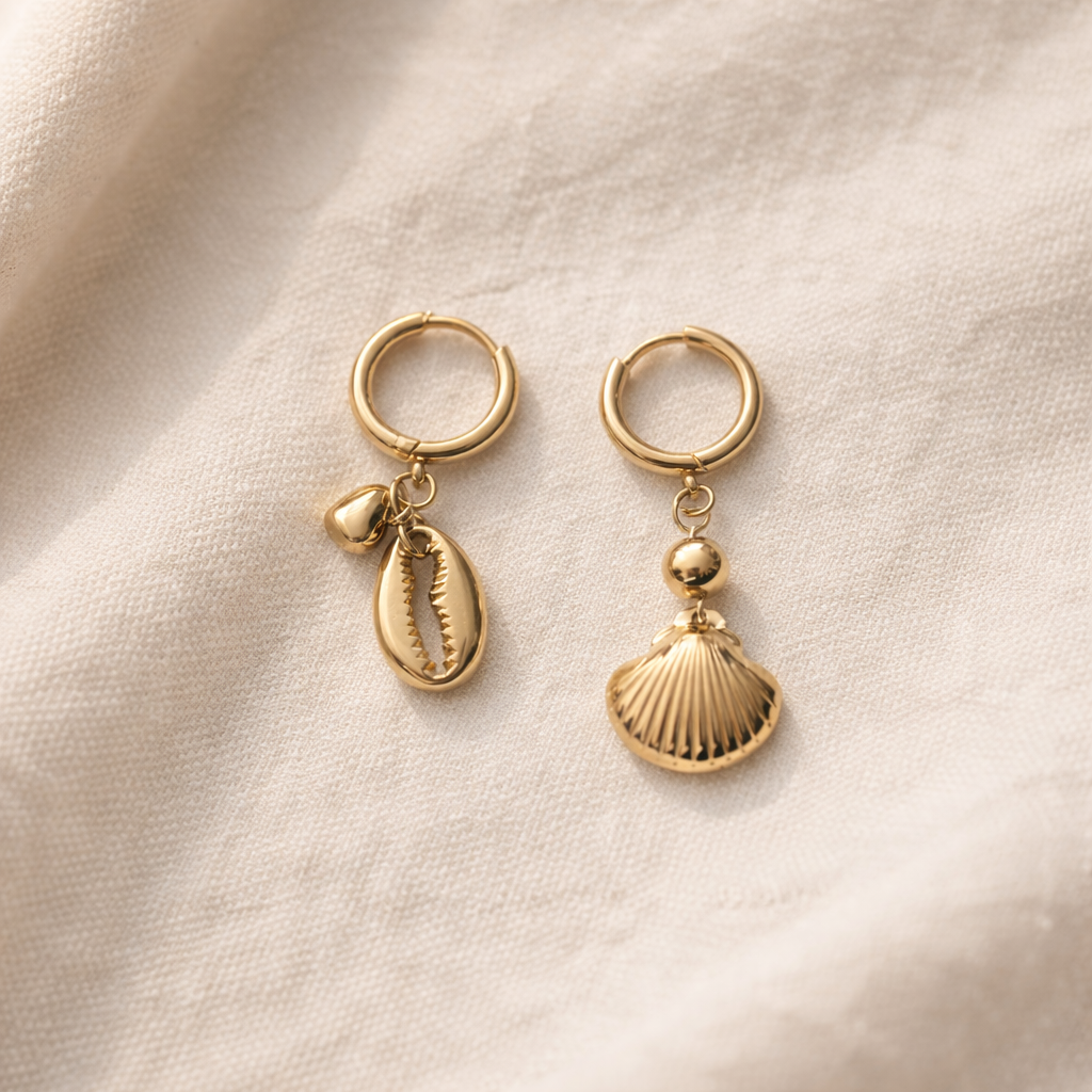 Mariselle Ocean Charm Hoop Earrings