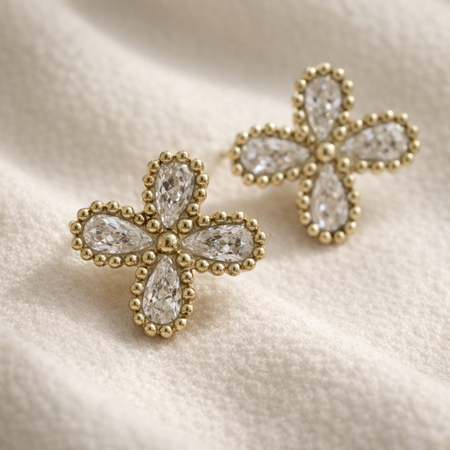 Aurelia Petal Crystal Studs Earrings