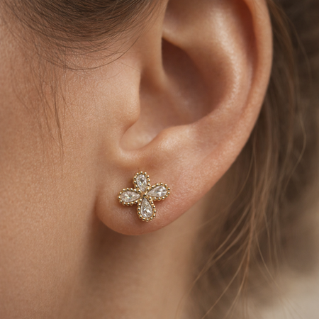 Aurelia Petal Crystal Studs Earrings