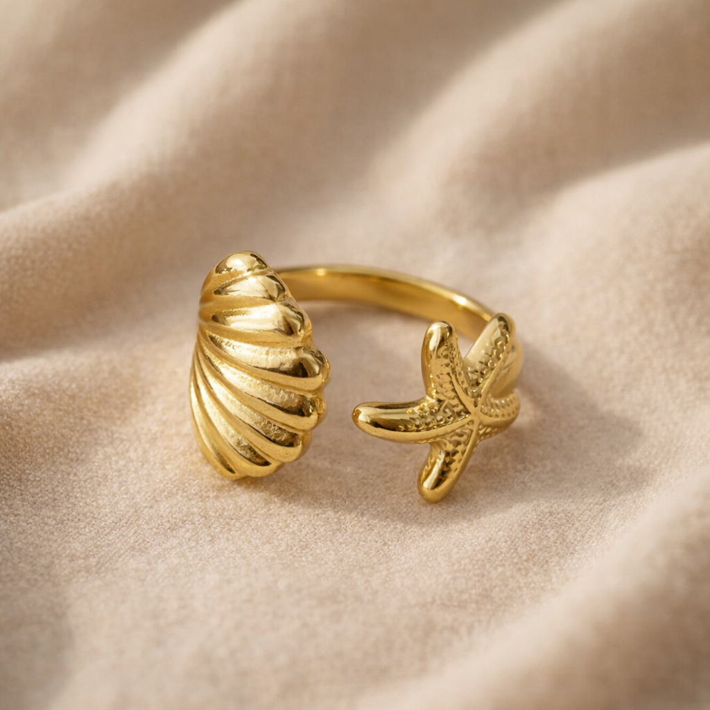 Marina Shell & Star Open Ring
