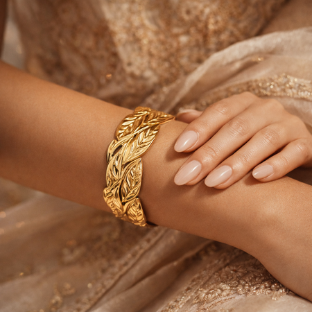 Eloria Leaf Sculpted Cuff Bracelet