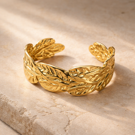 Eloria Leaf Sculpted Cuff Bracelet