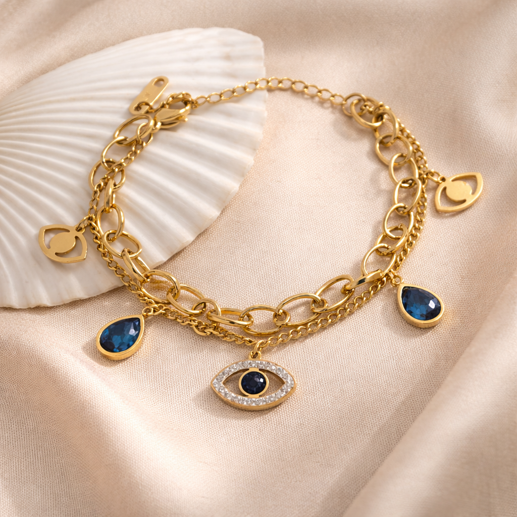 Evora Evil Eye Charm Bracelet