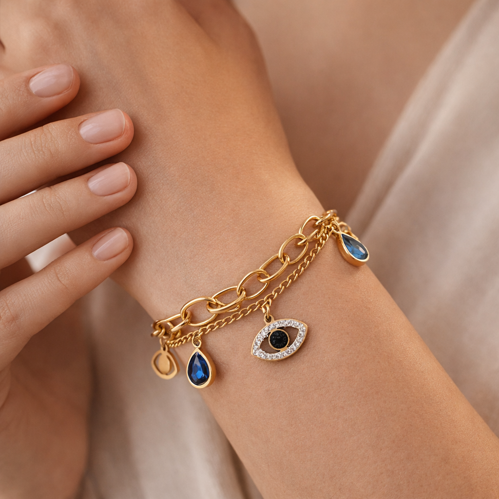 Evora Evil Eye Charm Bracelet