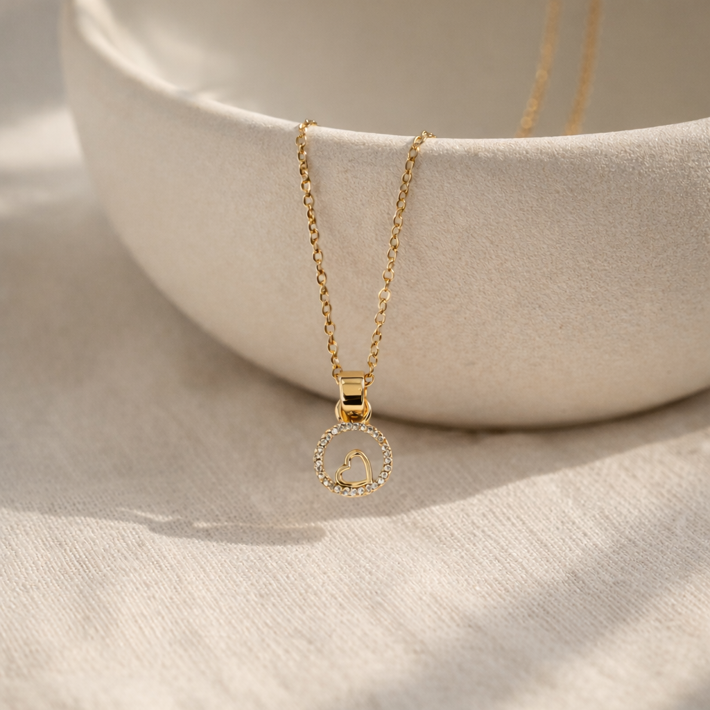 Lunara Heart Halo Necklace