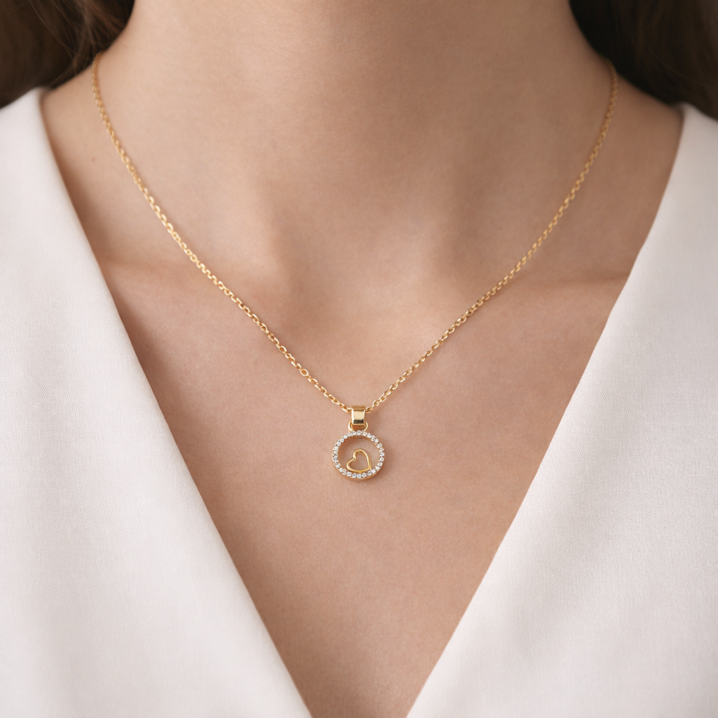 Lunara Heart Halo Necklace