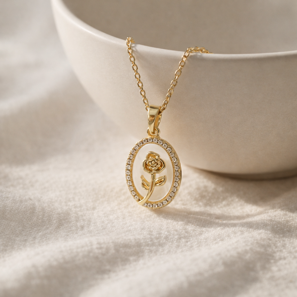 Roselle Oval Pendant Necklace