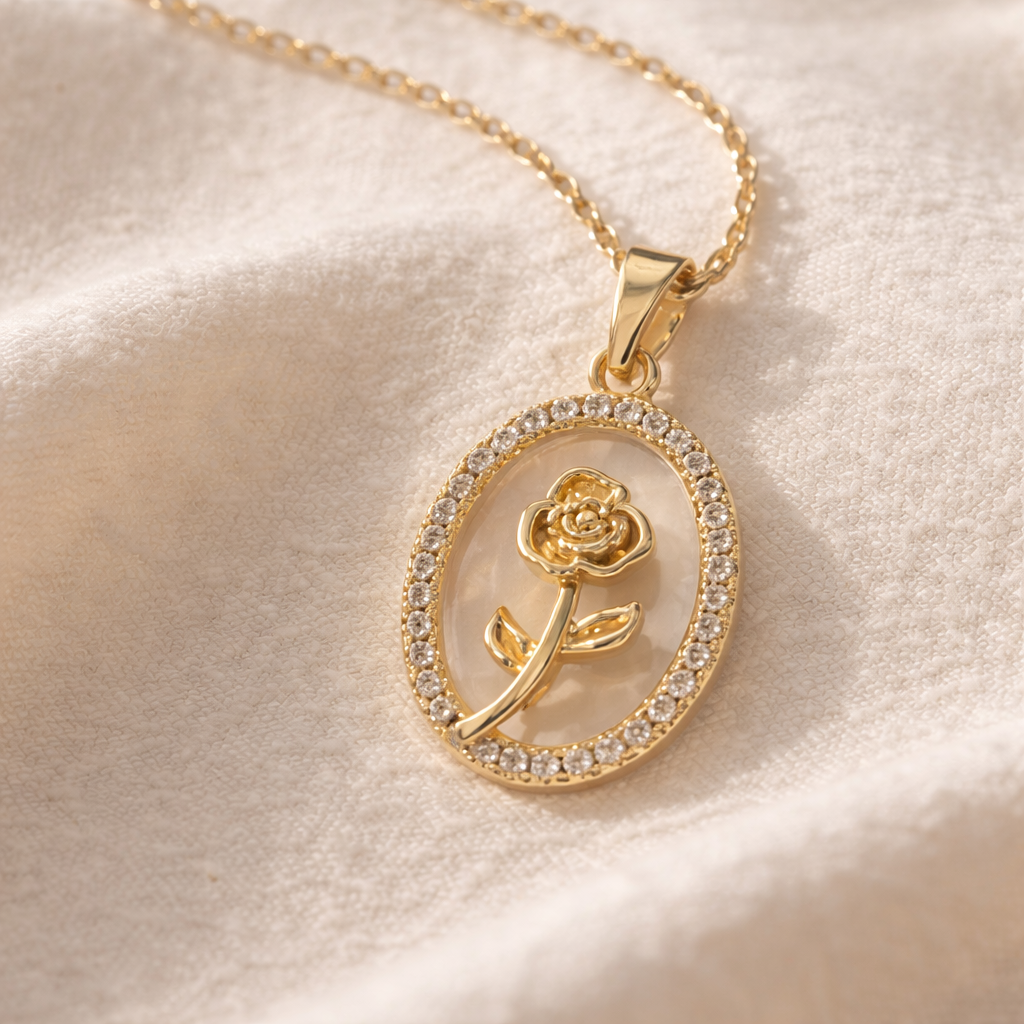 Roselle Oval Pendant Necklace