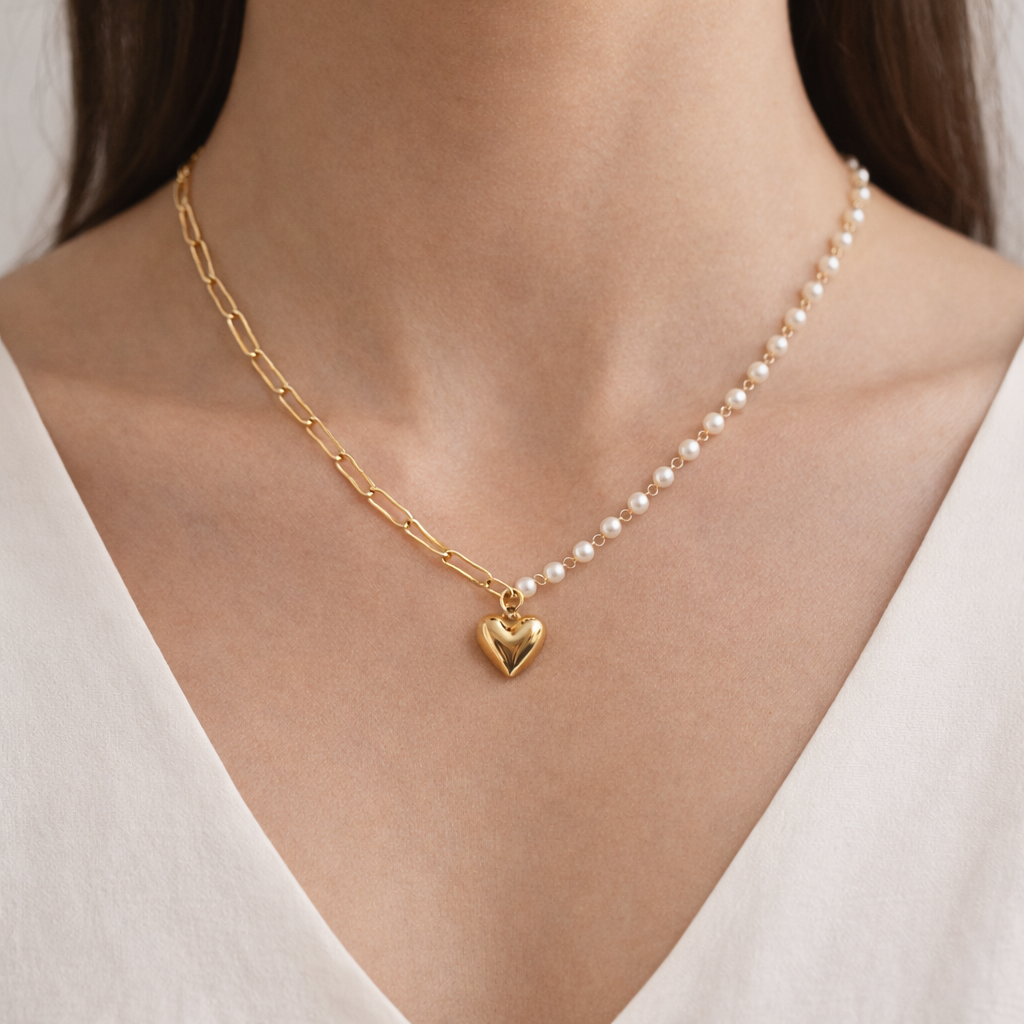 Amelie Pearl Heart Necklace