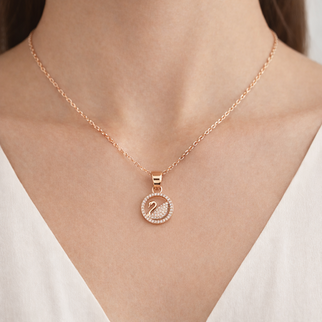 Serenelle Swan Halo Necklace