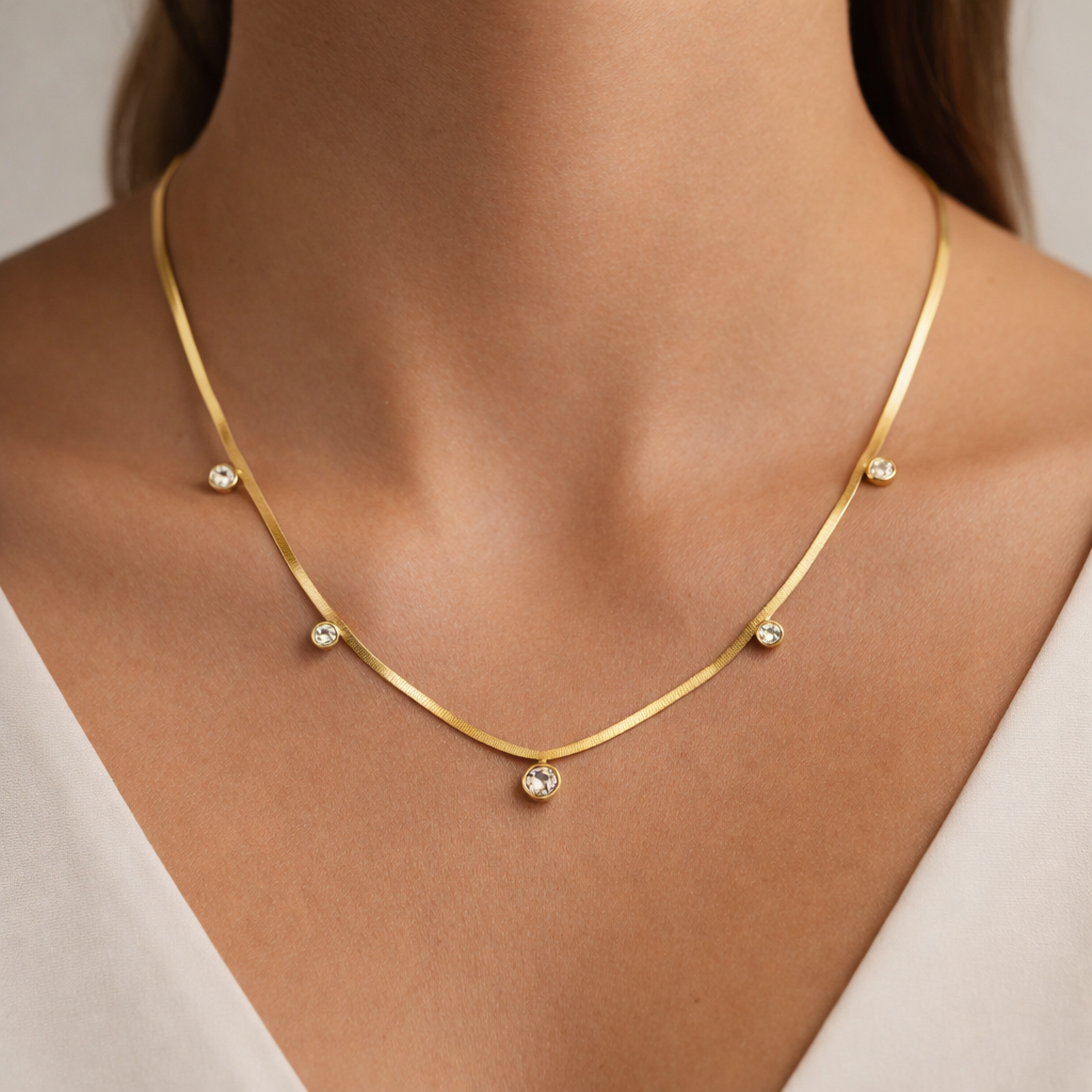 Lunara Crystal Curve Necklace