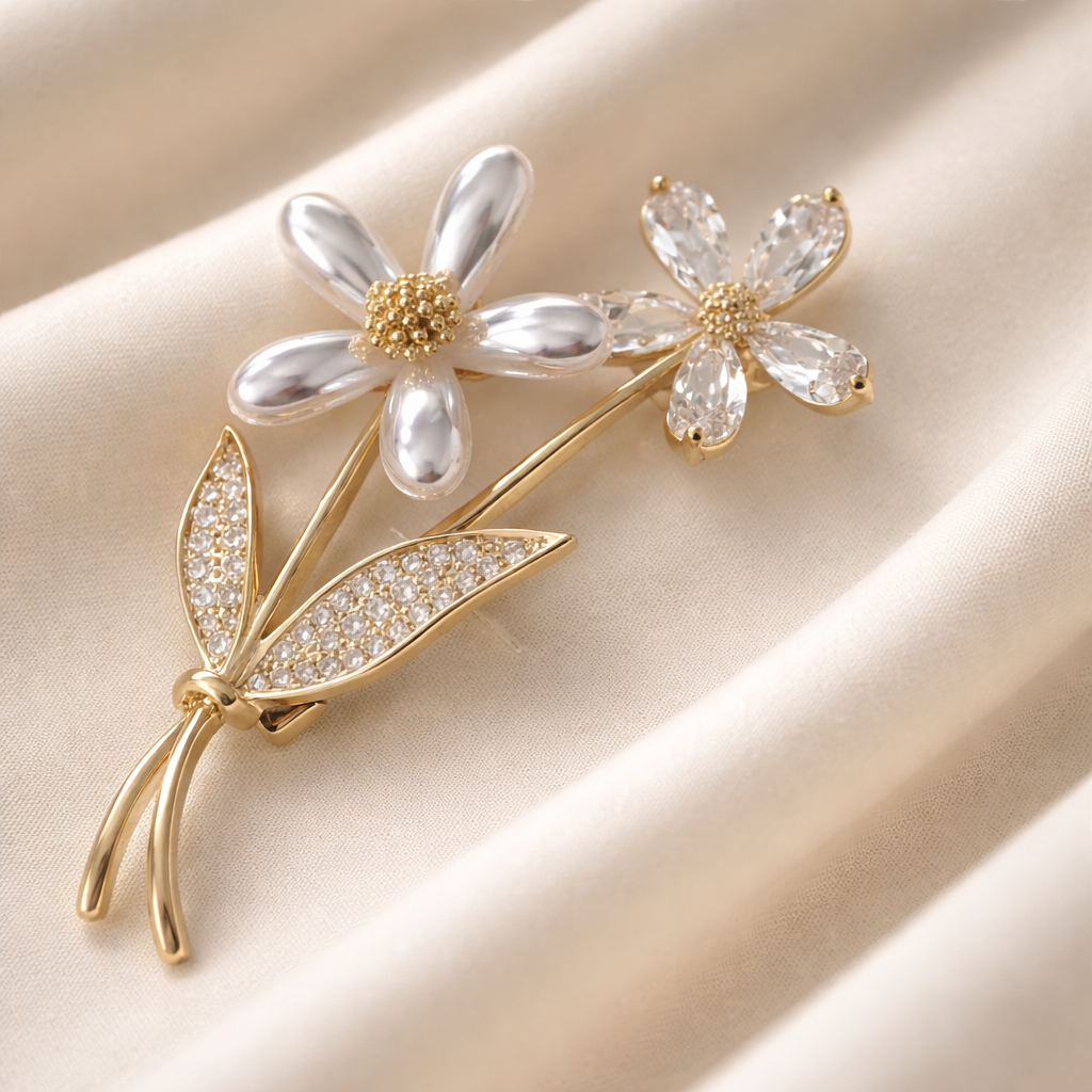Elowen Floral Crystal Brooch
