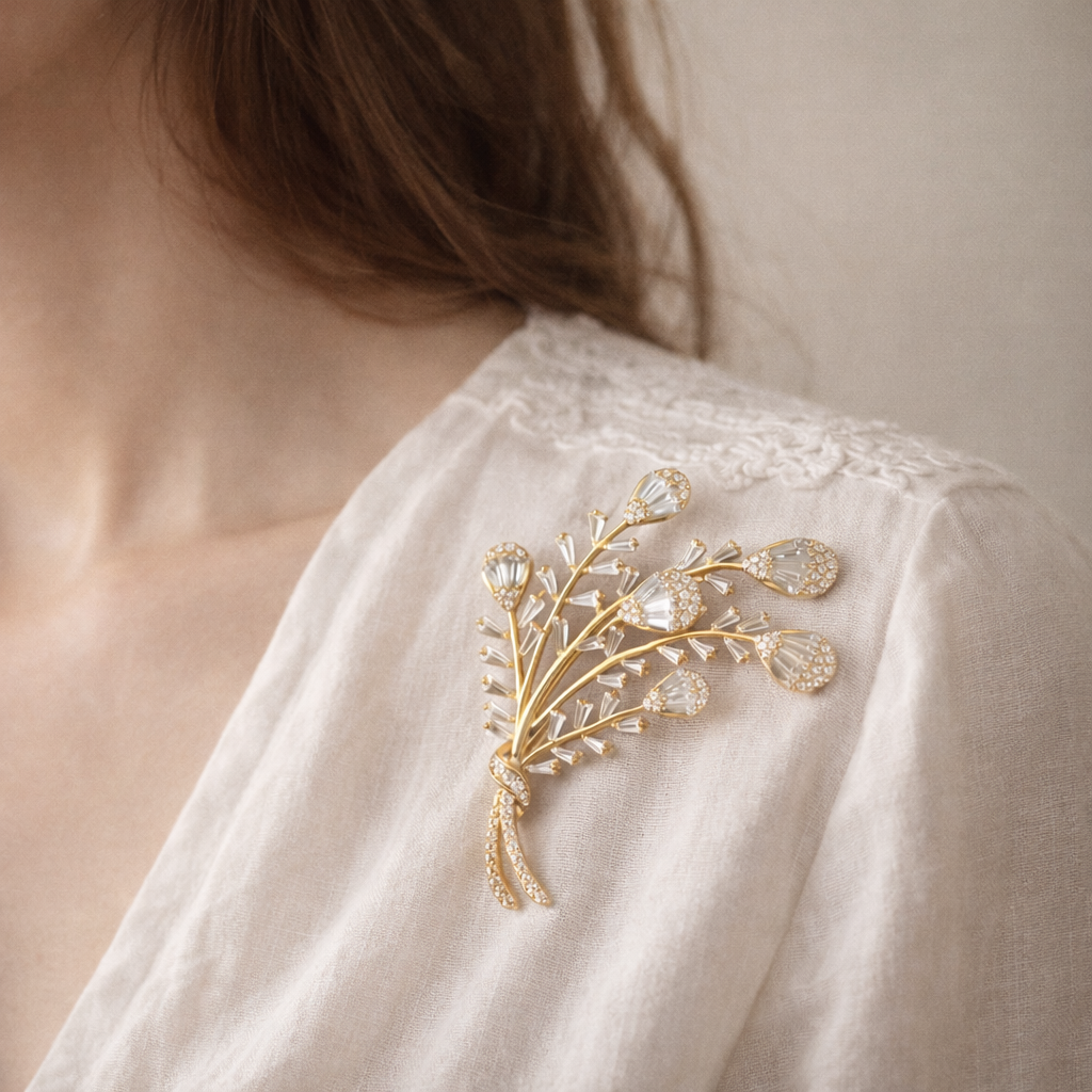 Valoria Crystal Bloom Brooch