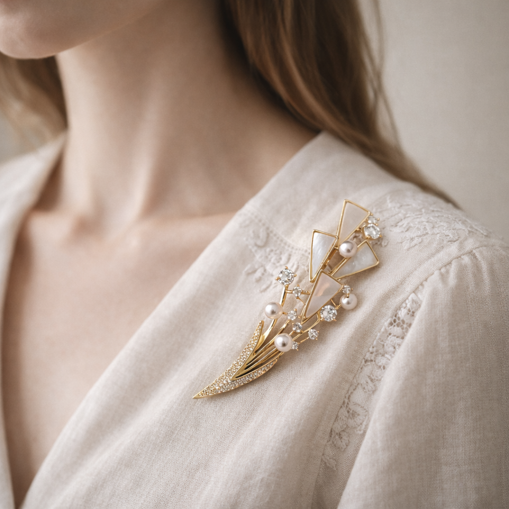 Arlisse Pearl Crystal Brooch