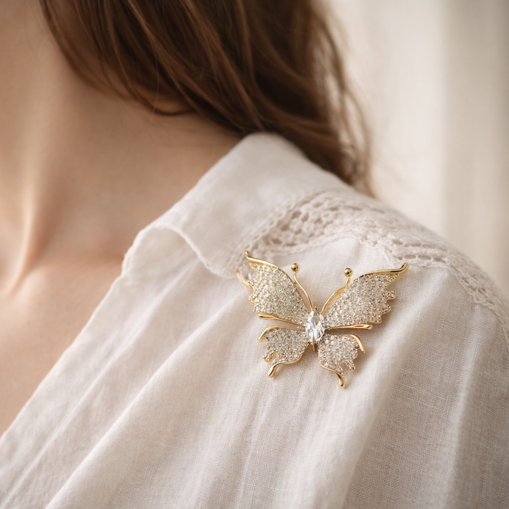 Celestelle Crystal Butterfly Brooch