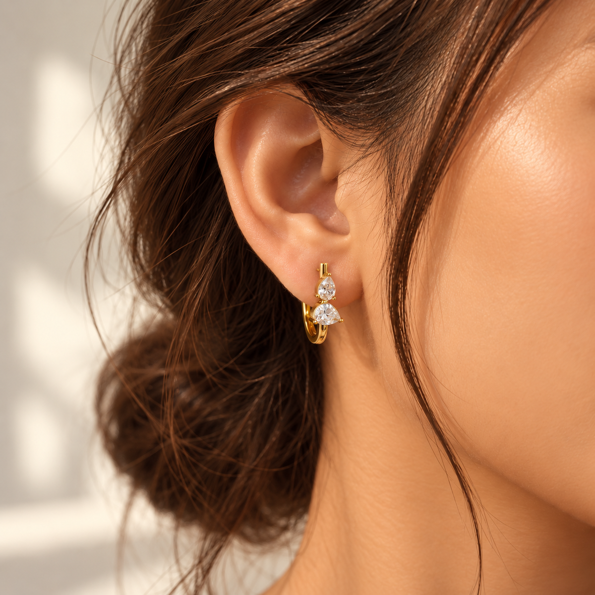 Elvienne Mixed Cut Crystal Hoop Earrings