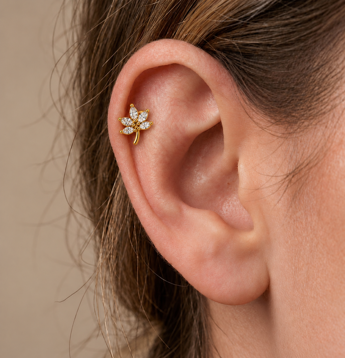 Lysara Crystal Leaf Helix Piercing