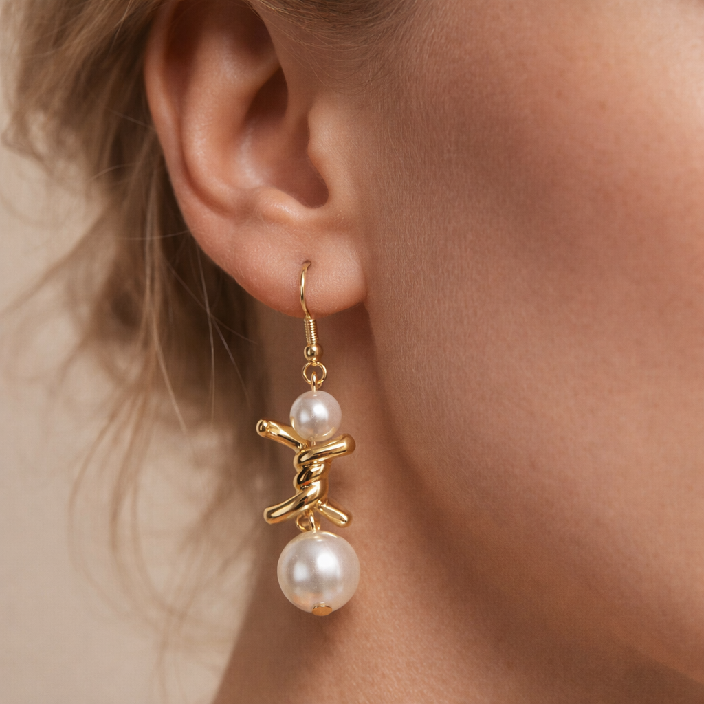 Elaria Pearl Knot Jewellery Gold Set