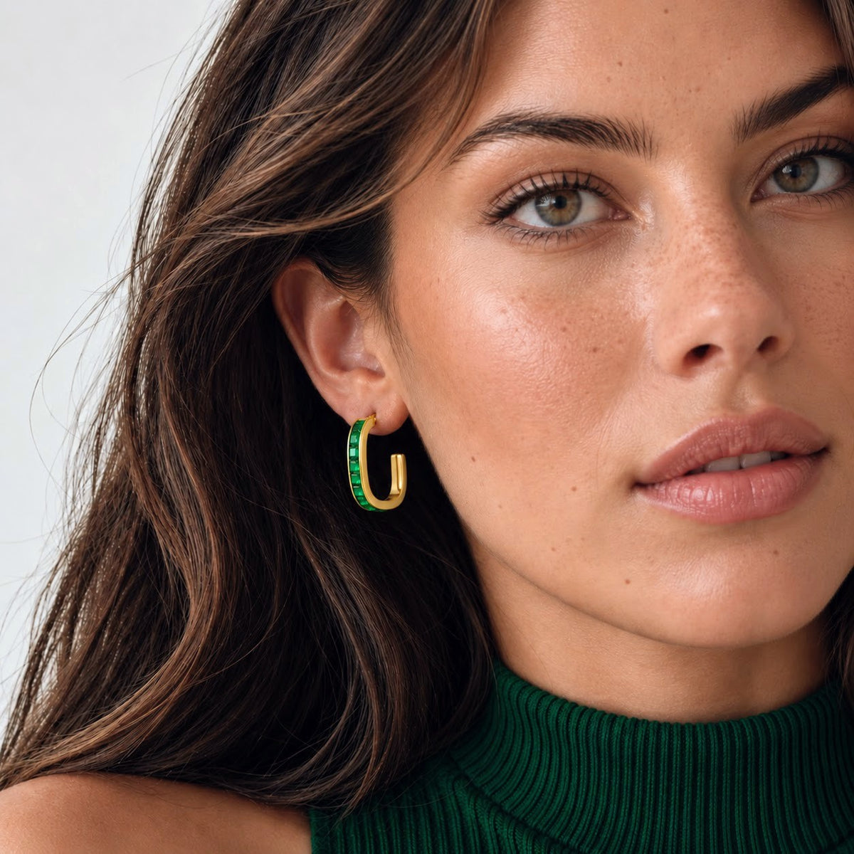 Sylvara Emerald Crystal Hoop Earrings