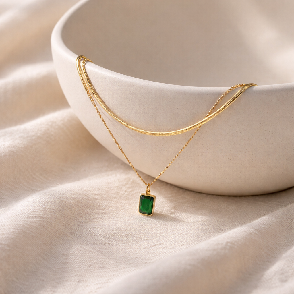Verde Square Layered Necklace