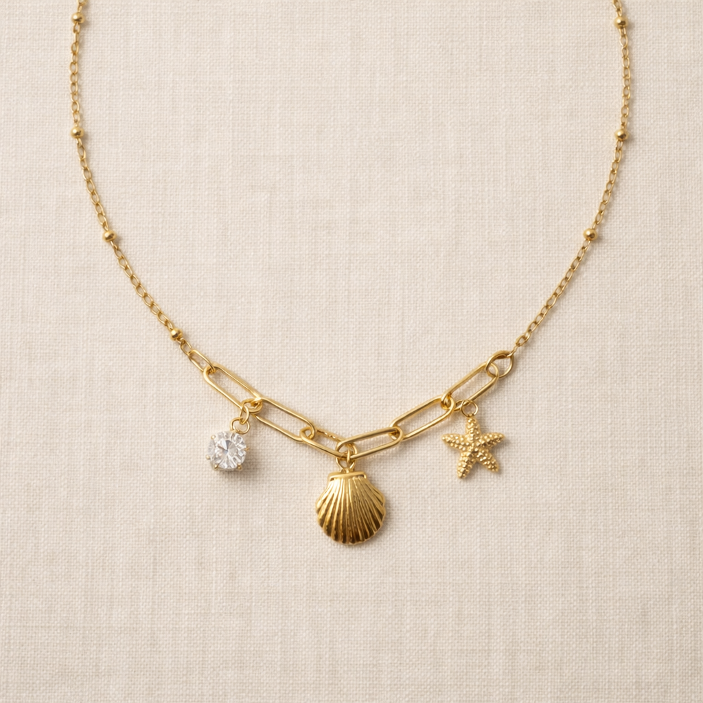 Calista Gold Link Charm Necklace