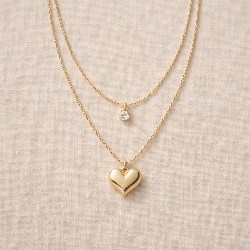 Elowen Double Layer Heart Necklace