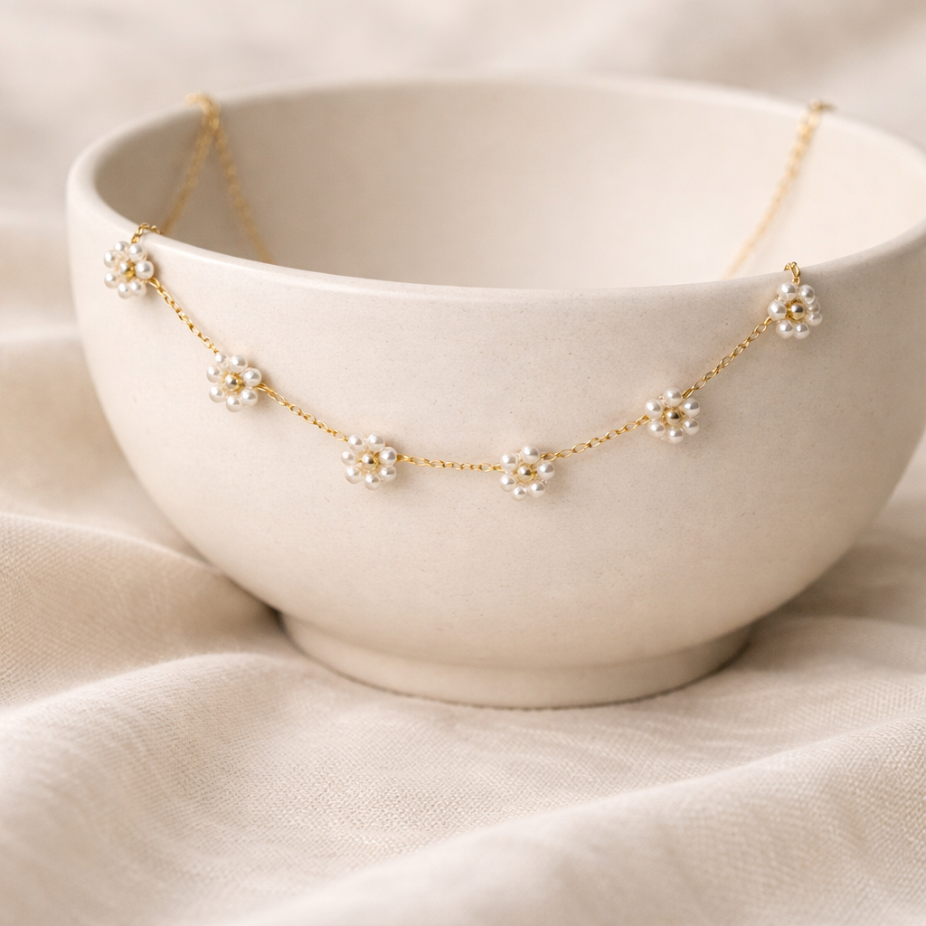 Pearl Bloom Gold Chain Necklace