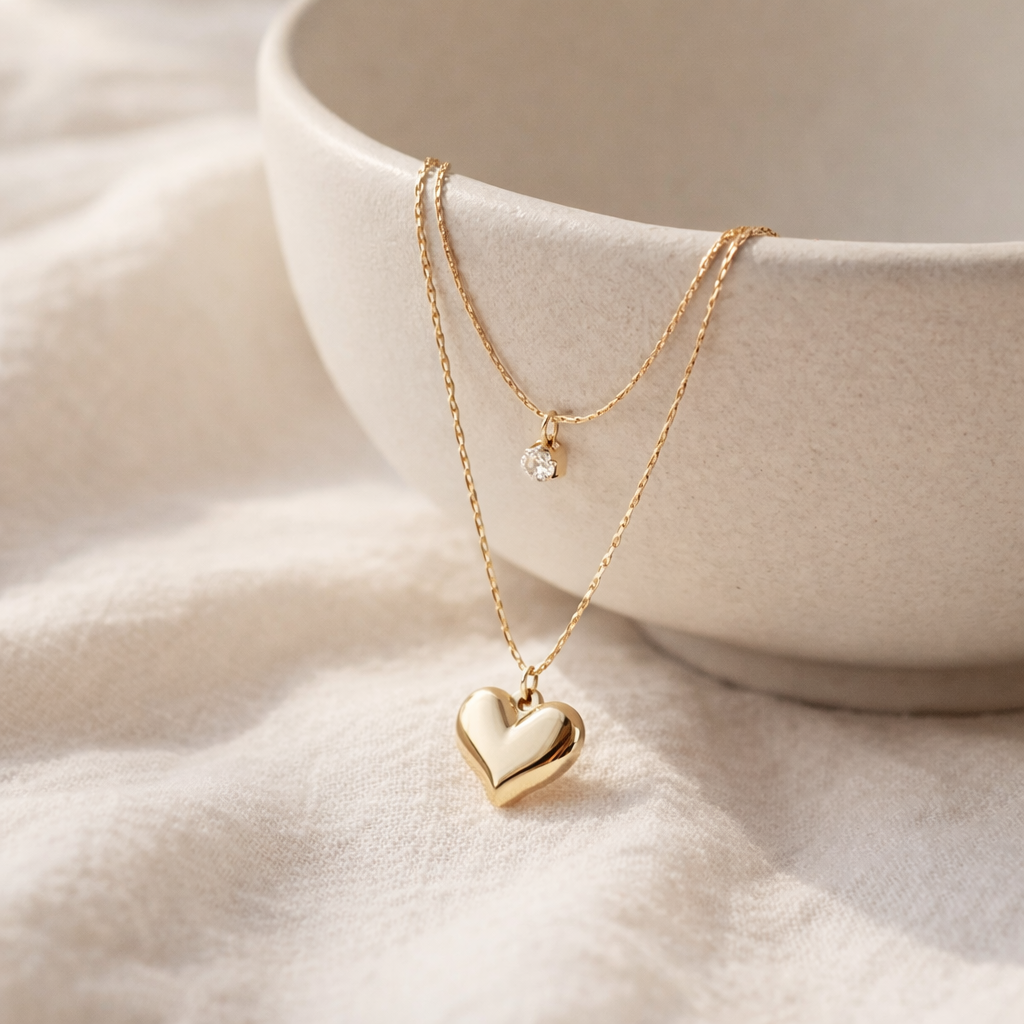 Elowen Double Layer Heart Necklace