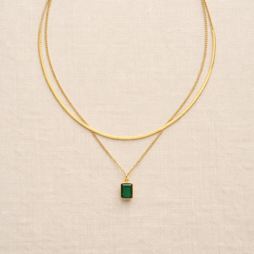 Verde Square Layered Necklace
