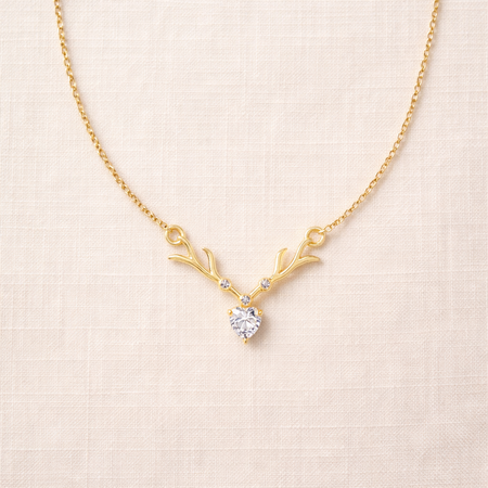 Winter Stag Heart Pendant Necklace