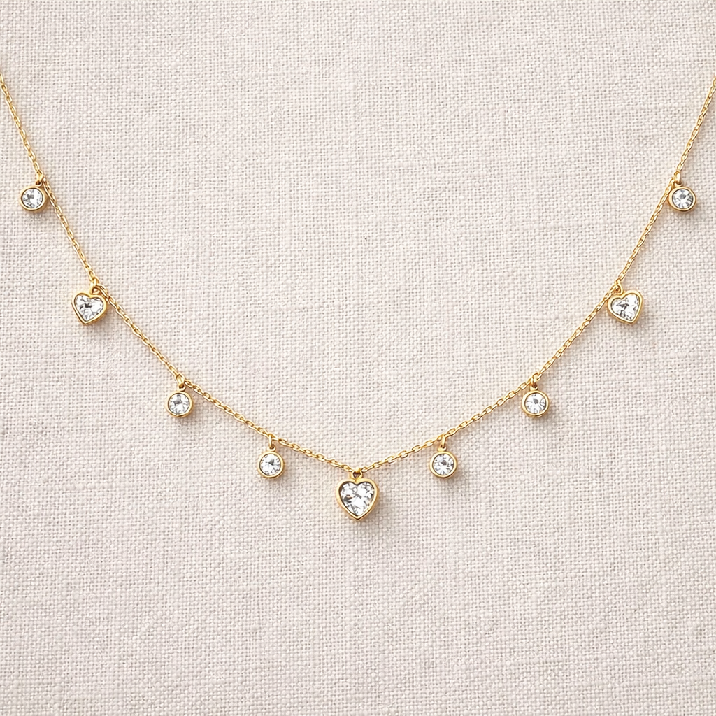 Serena Crystal Heart Charm Necklace