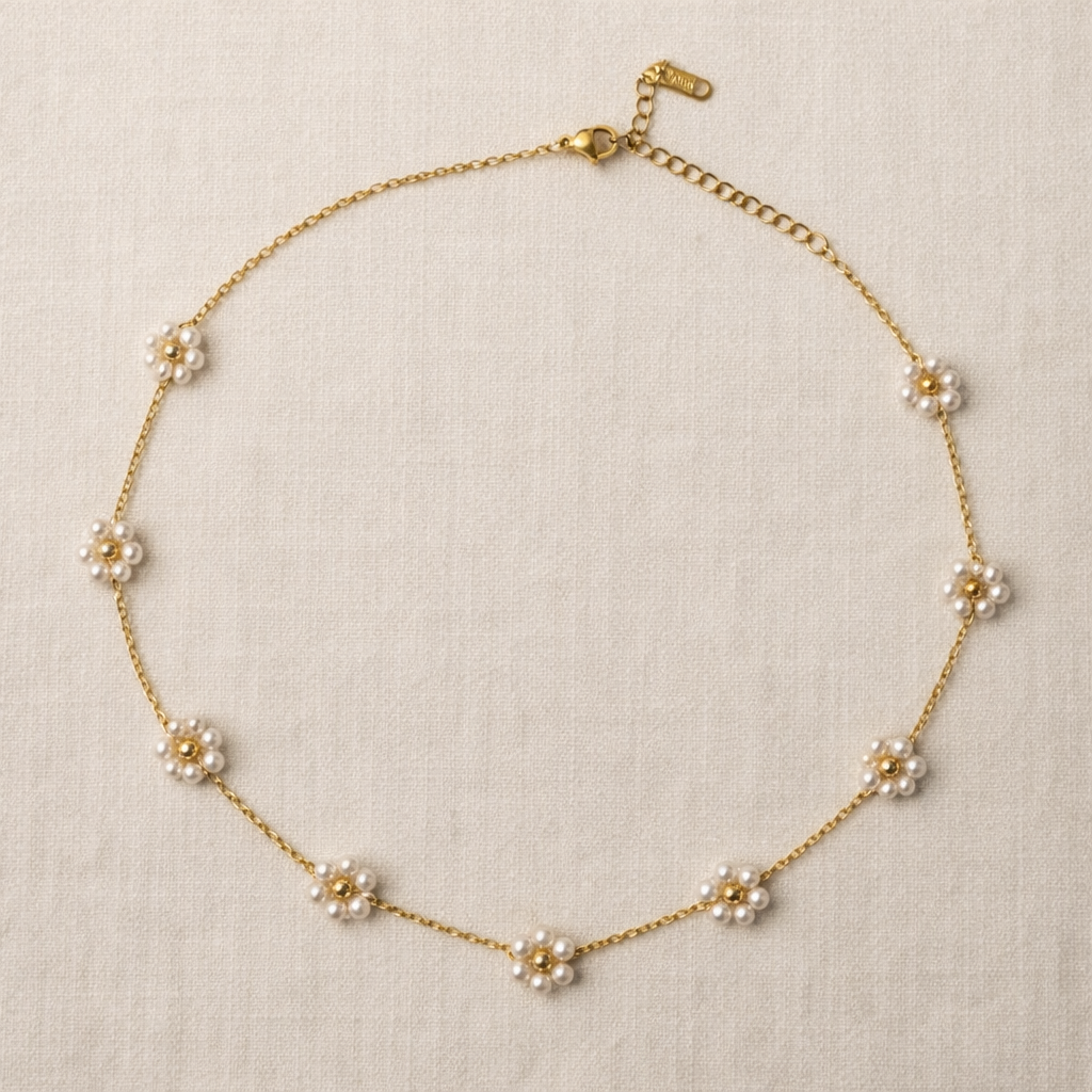 Pearl Bloom Gold Chain Necklace