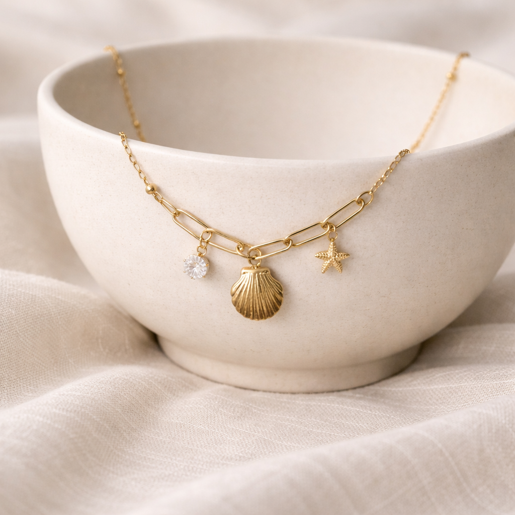 Calista Gold Link Charm Necklace