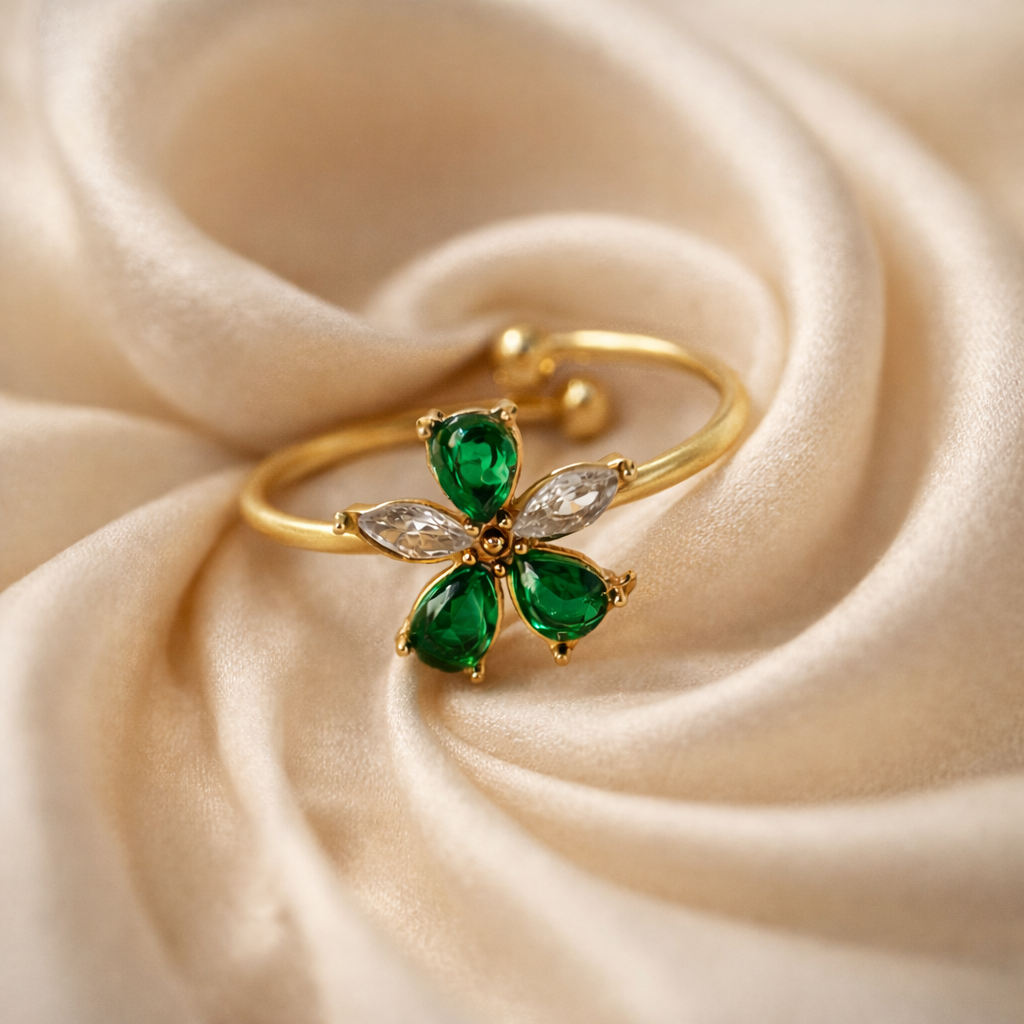 Emerald Fleur Open Ring